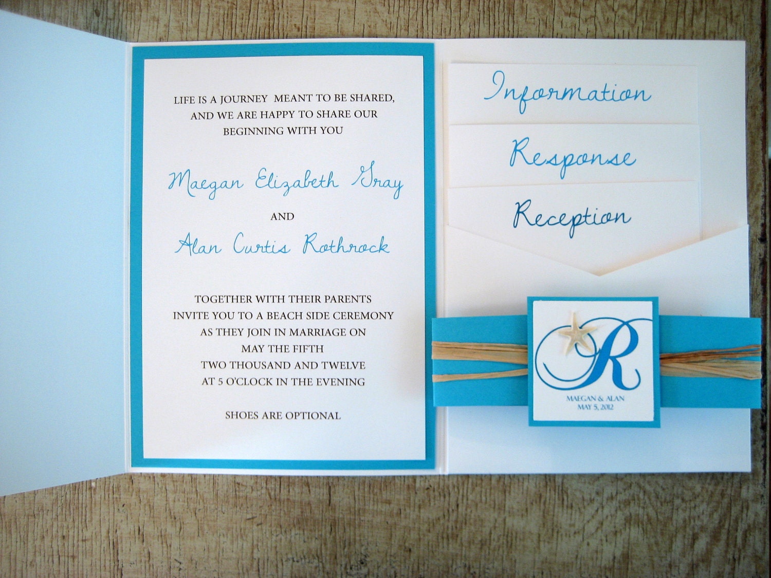 Seaside maritime Starfish Pocket Wedding Invitation Set