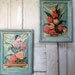 Vintage Paint by numbers rose themed  kitsch wall art set of two