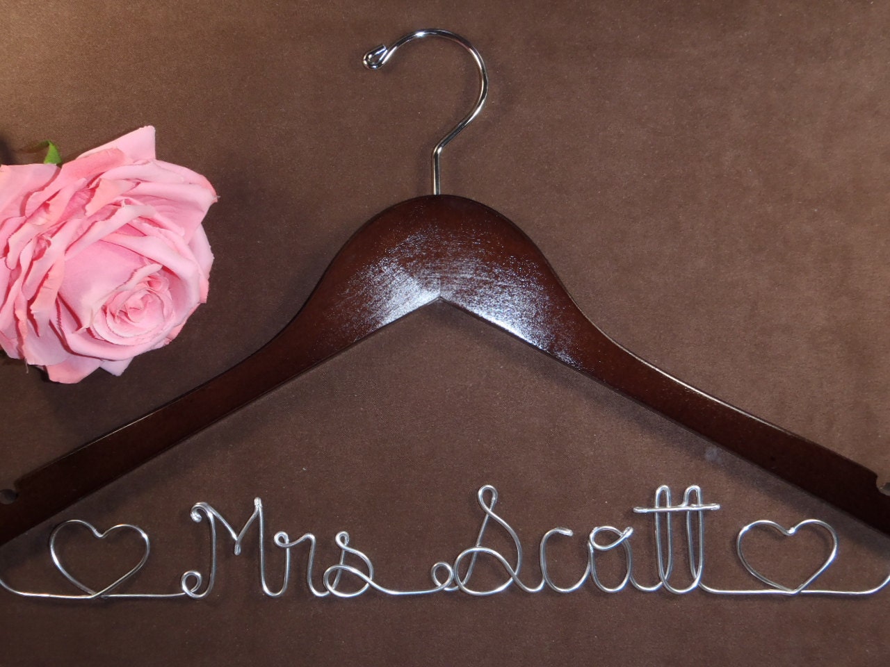 Hanger Deluxe with Hearts, Personalized Custom Bridal Hanger, Brides Hanger, Bride, Name Hanger, Wedding Hanger, Personalized Bridal Gift