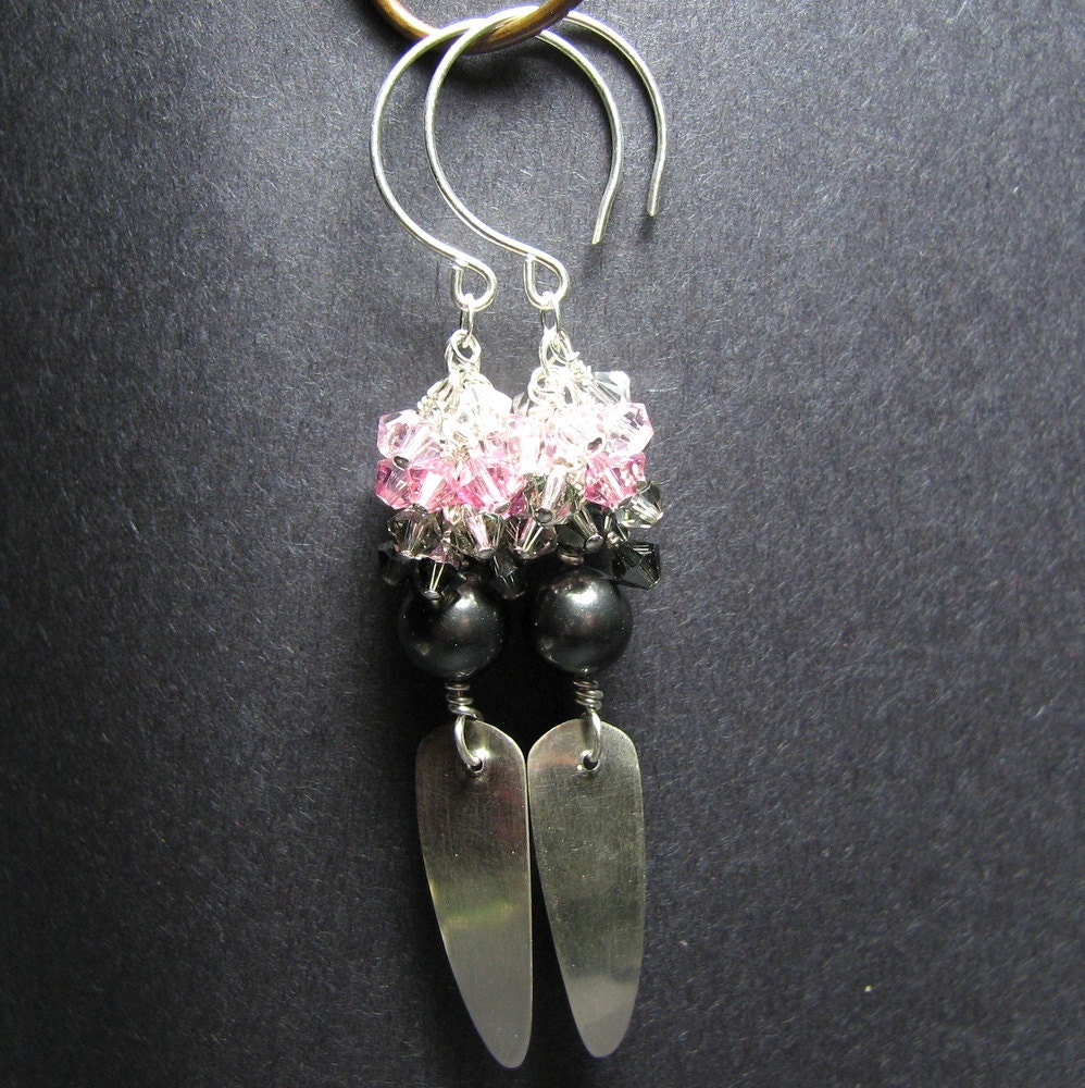 Long Sterling silver earrings swarovski crystal by SundaezChild from etsy.com