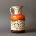 West German Pottery Fat Lava Orange and White Handled vase by Jasba