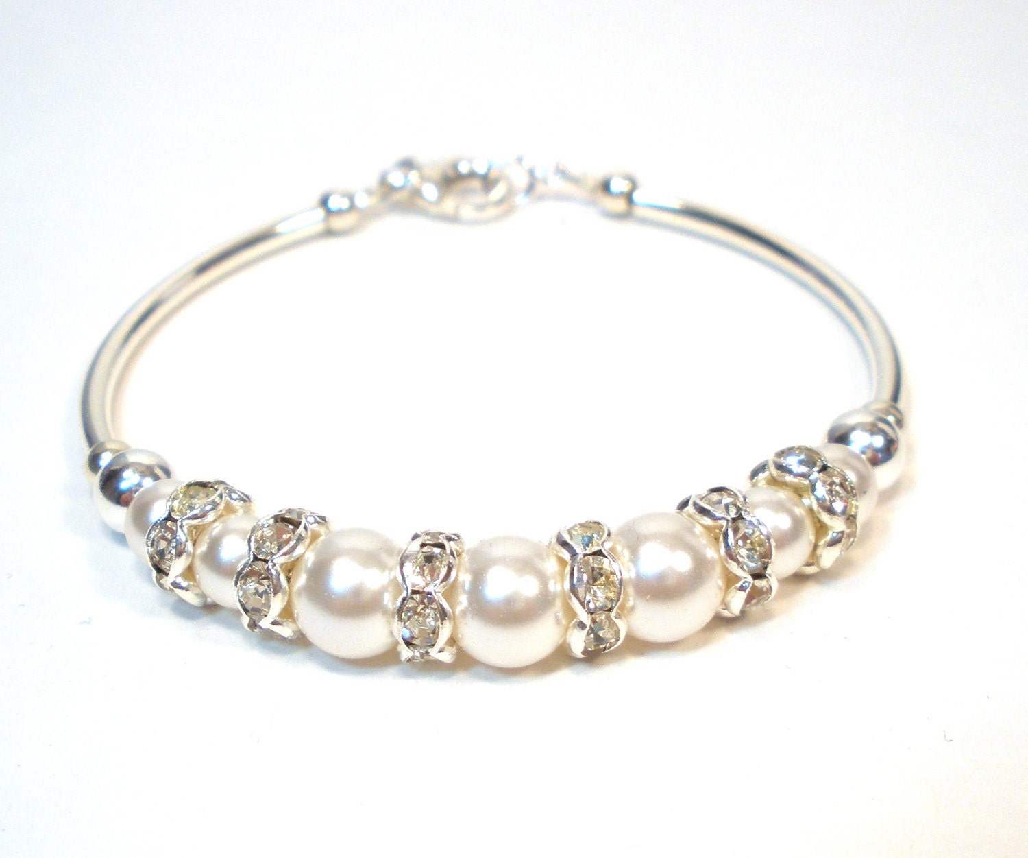 Swarovski Pearl and Sterlings Silver Bracelet, Plus Size Wedding Jewelry, Bridal Accessories, Bridesmaid Gifts