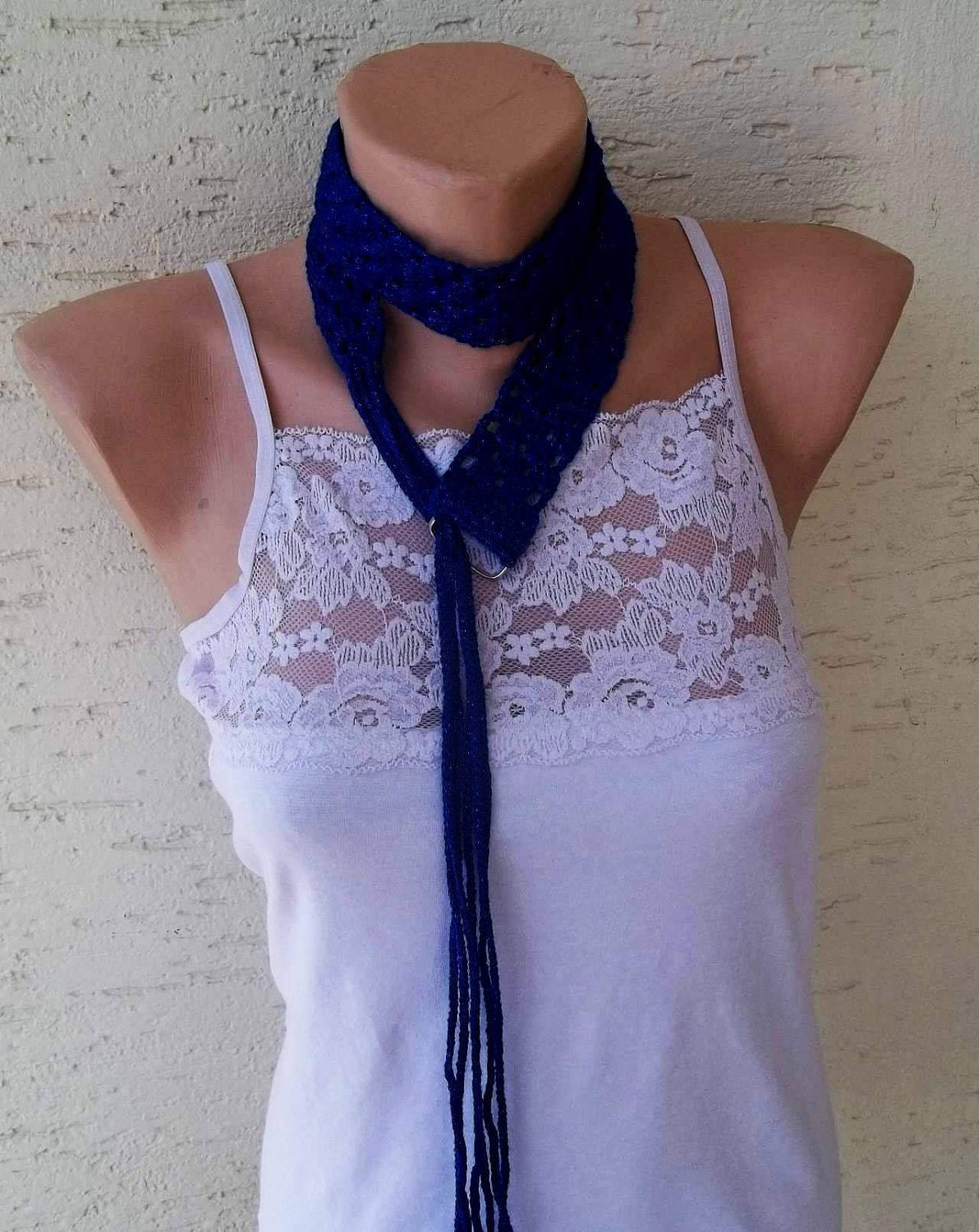 Set of capalet  belt scarf royal blue bright by KnitterPrincess