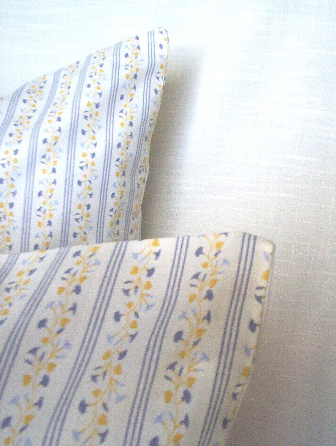 Accent Pillow Covers in Delicate Print of Purple and Gold Flowers and Stripes from the Marie Webster Collection.  18 inches Square (45.5cm)