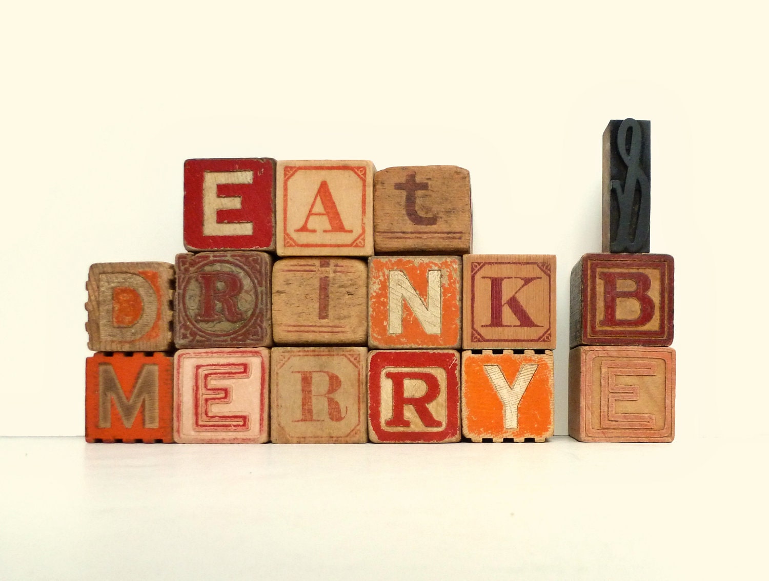 Non Traditional Cake Topper or Wedding Decoration - Personalized Vintage Block Arrangement - Customized Words, Names & Phrases