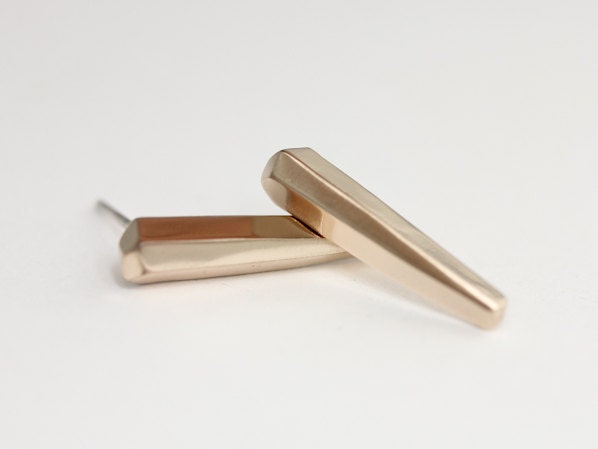 Crystal Bar Earrings - Bronze