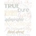 Whatever is True Philippians 4:8 Scripture Print -  pink, gray and cream 8x10 bible verse wall art decor (no.11 "shabby")