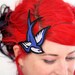 Retro Swallow Headband, Tattoo Style, Royal Blue and White