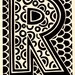 R is for the letter R. Linocut