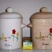 Custom Painted Countertop Compost Bin with Charcoal Filter and box of bio-bags.