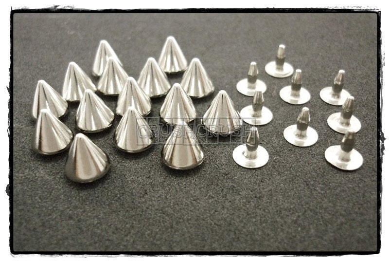 15pcs 8mm Silver Cone SPIKES RIVETS Studs Dog Collar Leather Craft RV895