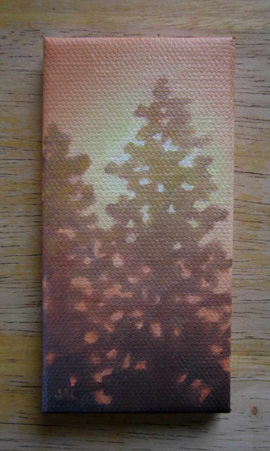 Miniature Painting. Warm Sunlight Through Trees.