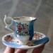 Dainty Rose Drink Me Blue Altered Vintage Teacup and Saucer