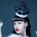 Burlesque Queen of Hearts crown, Black Glitter