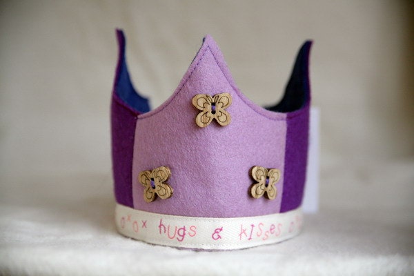 Wool Felt Crown - XOXO purple