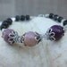 Dried Flower Petal Beads on Black Onyx Bracelet