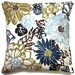 Two Blue Olive Green White Brown Pillow Covers Floral 16 inch