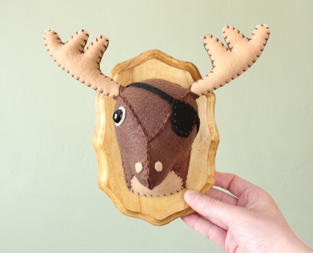 Pirate Faux Taxidermy Plush Deer Trophy - Captain Blackheart Brown-Deer