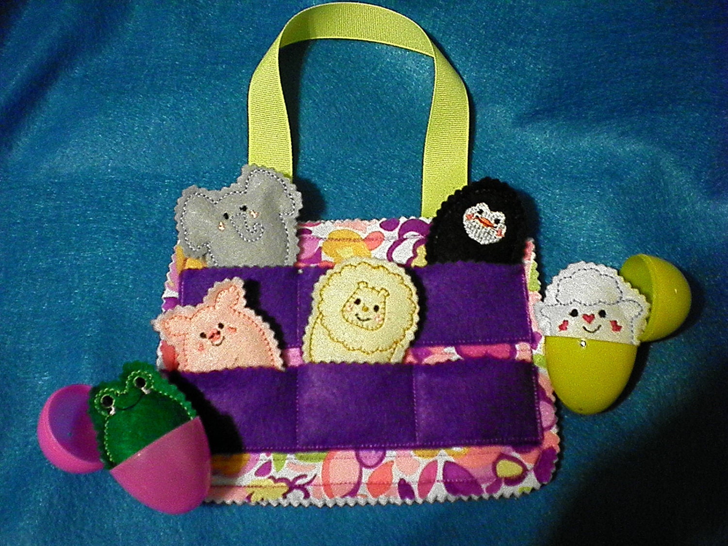 Felt Animal Egg Softies set with tote