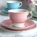 Vintage English bone china tea set - baby pink Colclough cup, saucer and plate for a vintage tea party