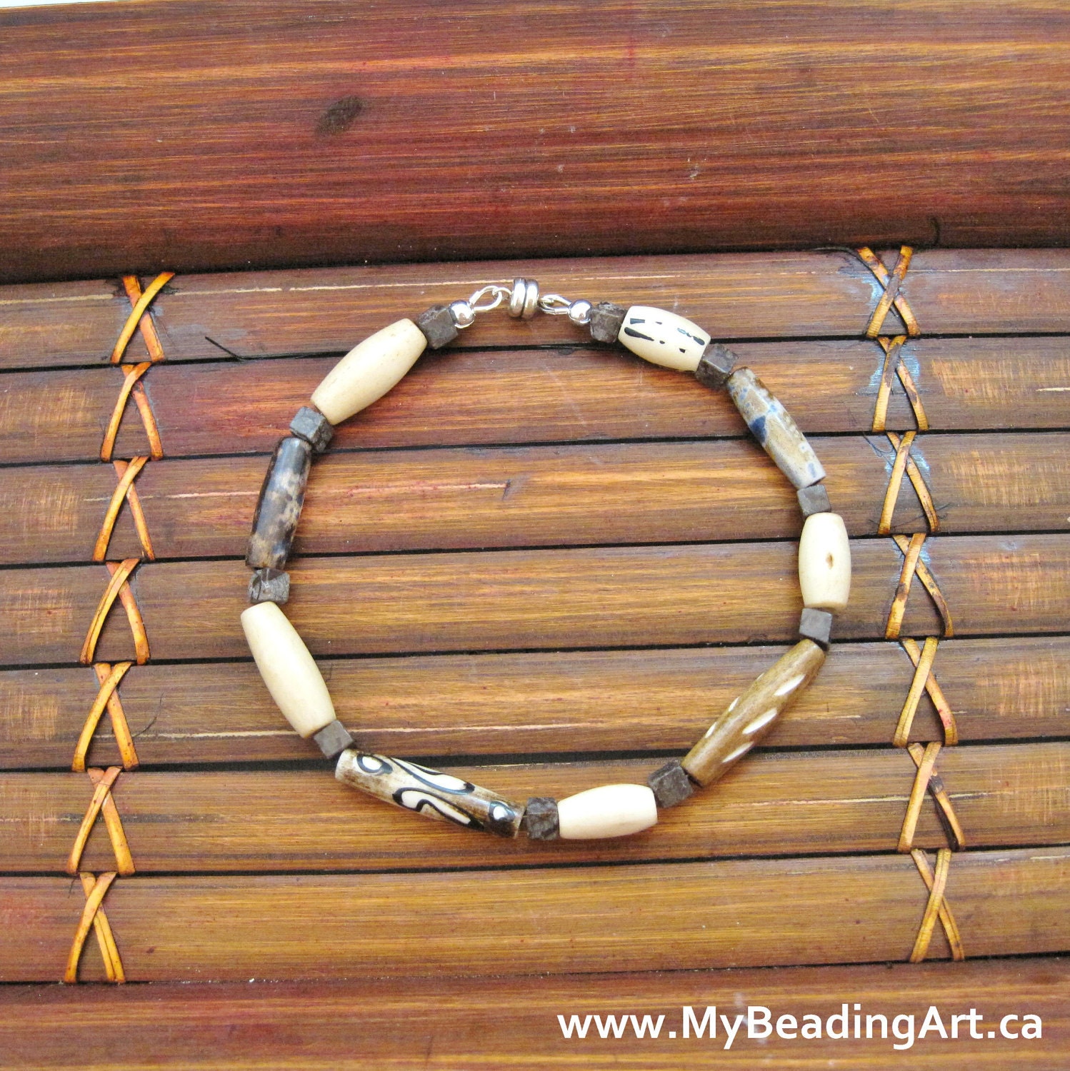 Bravery - Mens Bracelet - Bone, horn, gemstone, magnetic