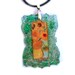 Van Gogh's Sunflowers Necklace, Green Glitter Resin Pendant
