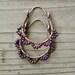 Ruffle Bottom Hoops - wire wrapped antiqued copper cuties in purple and gold iris mix