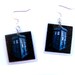 Doctor Who Inspired TARDIS Earrings, Black Square Starfield with Blue Police Box