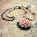 Pink Rose Floral Glass w Pearl Necklace - Claire