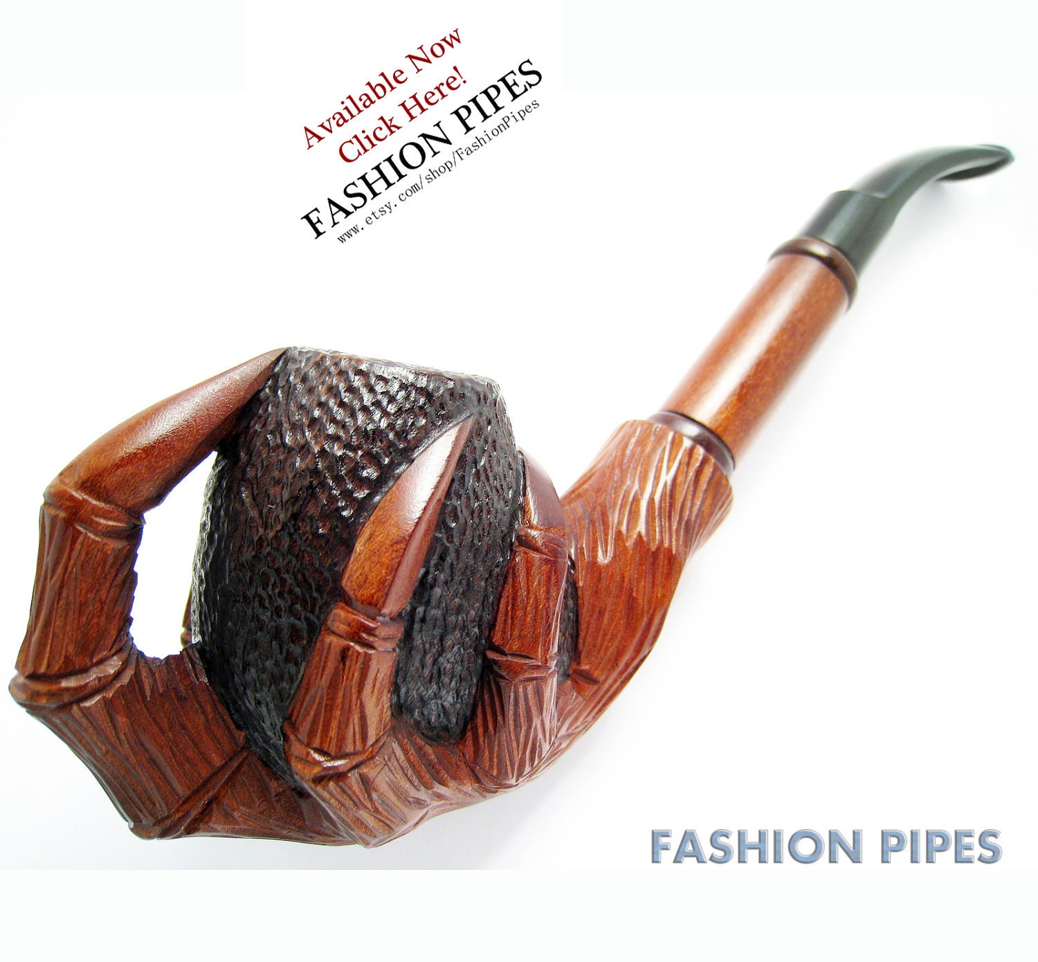 Author Tobacco pipe/pipes Smoking Pipe/Pipes for Pipe Smokers, Wooden Pipe/Pipes Long Carved EAGLE CLAWS - Exclusive Smoking Pipe.