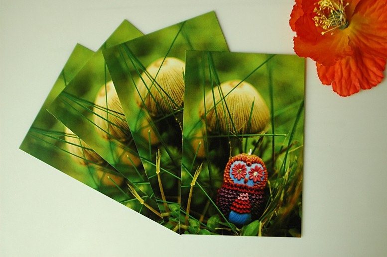 sweet little woodland owl cards - set of 4