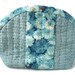 Hand-quilted Patchwork Zipper Purse-Blue Flowers