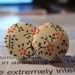 Covered Button Earrings -- Pink Stick Flowers