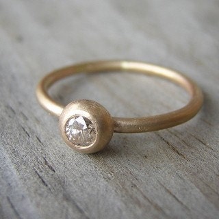 Champagne Diamond and 14k Gold Solitaire, Conflict Free