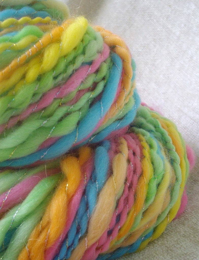 Handspun Yarn - Happy Sparkly Rainbows
