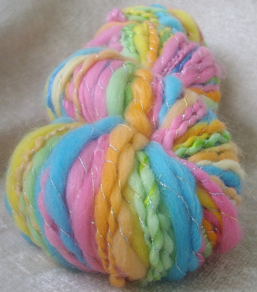Handspun Yarn - Happy Sparkly Rainbows