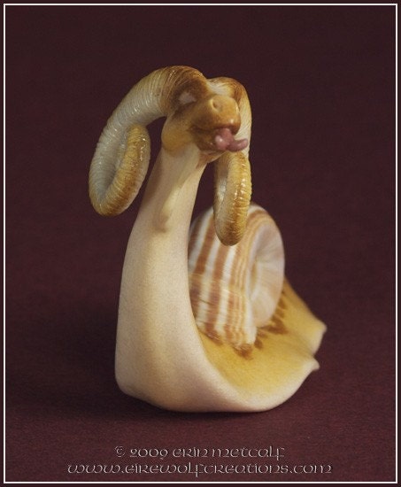 First Sight - blind Dragon Snail - OOAK polymer clay fantasy sculpture