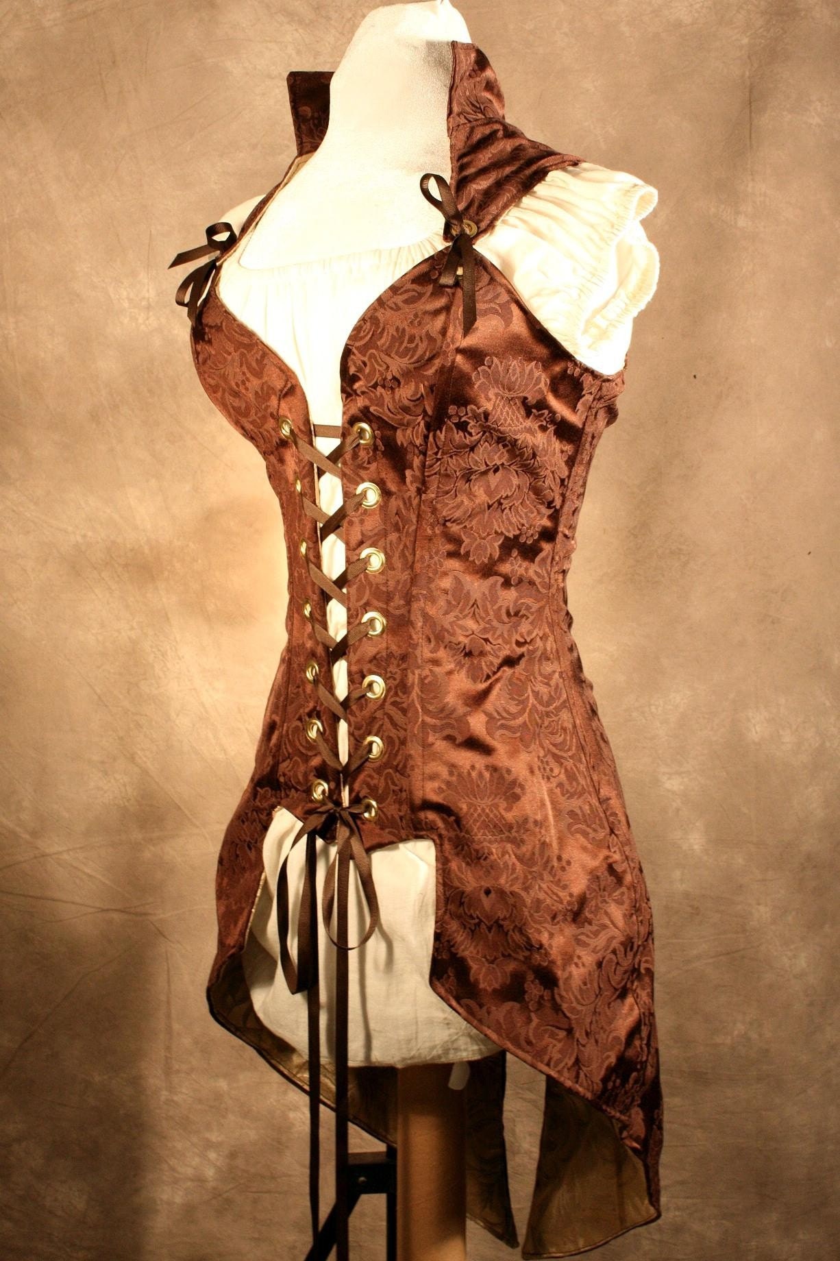 Brown Tailed Courtier Bodice Custom Fit to YOU