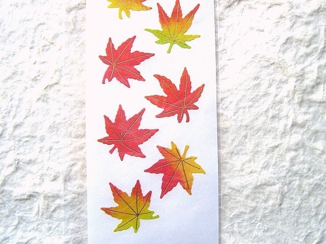 kawaii Cute Japanese Stickers - Colorful Autumn Leaves (S532)