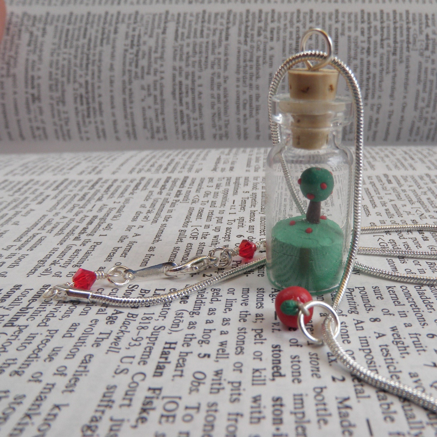 Mini Glass Bottle Clay Terrarium Necklace by JacDesigns10 on Etsy