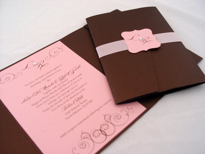Elegant Pink and Brown Wedding Invitation From SDezigns