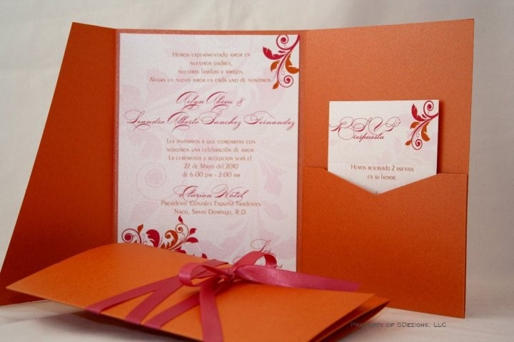 Gorgeous Orange and Pink Wedding Invitation From SDezigns
