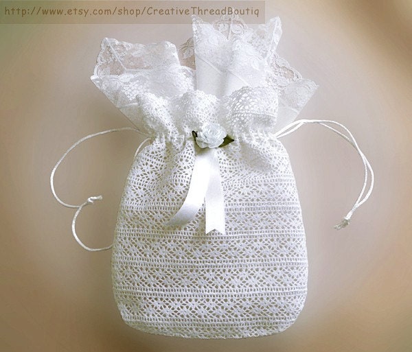 White French Cotton Lace Bridal Bag White Lace Wedding Purse Wedding Money