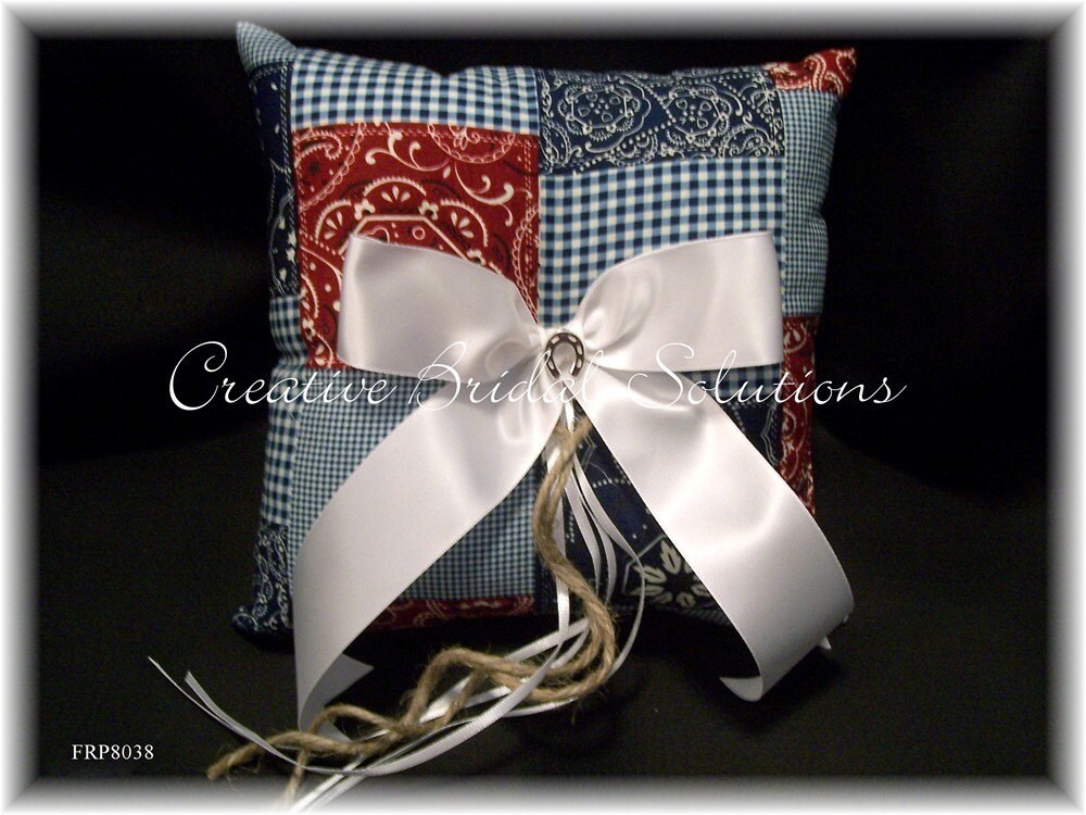 Country Western Wedding Ring Bearer Pillow CLEARANCE