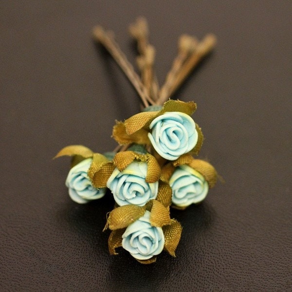 Fairytale Rose Blue Bridal Hair Accessories Clay Flower Brass Bobby Pin
