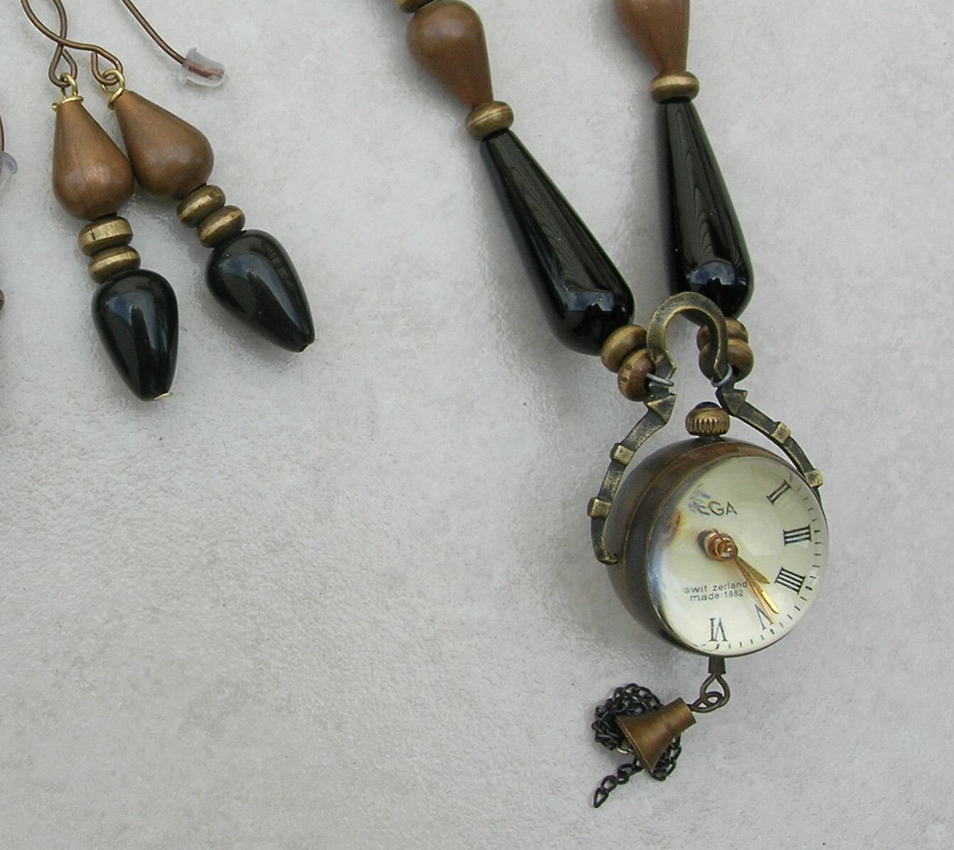 Watch Necklace, Smaller Swiss Omega 1882 Replica, handmade beaded
