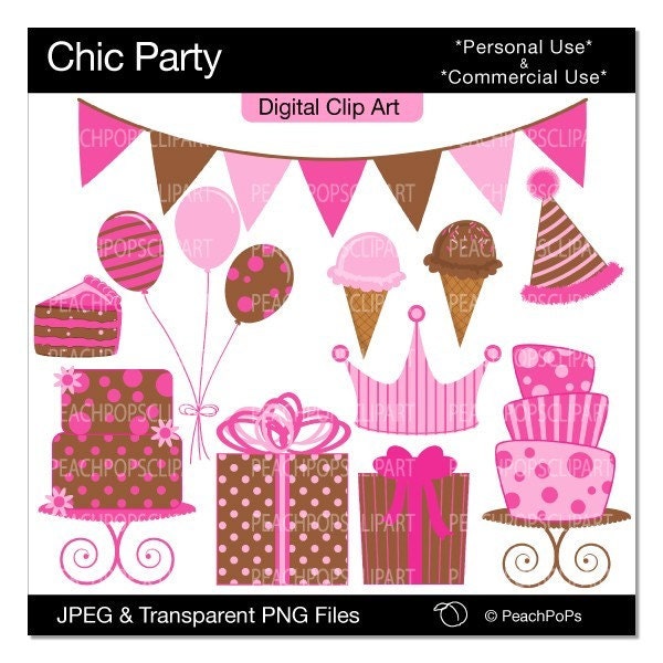 Chic Party digital clip art set 11 design elements modern chic