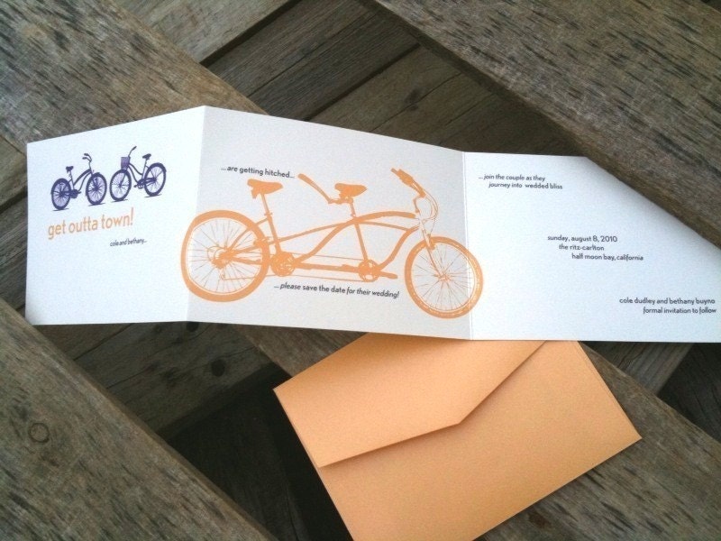 Bicycle Built for Two TriFold Wedding Invitation From SugaredInk