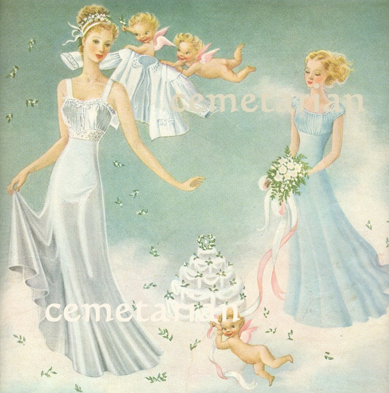 Vintage 1940s Wedding Honeymoon Clip Art Digital Download