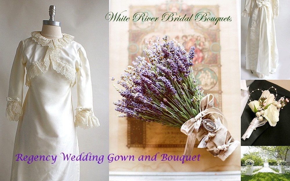 Thinking Jane Austen Silk Wedding Gown with Crocheted Lace